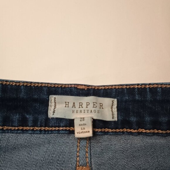 Harper Heritage Jeans Size 28/6 High Rise Kick Crop Medium Dark Wash - Picture 5 of 10